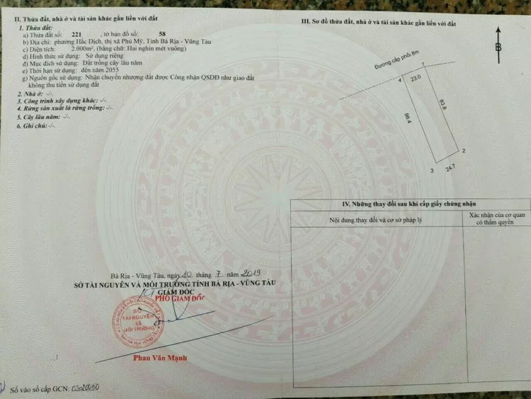 Bán đất sào Phường Hắc Dịch, TX Phú Mỹ, BRVT giá rẻ
