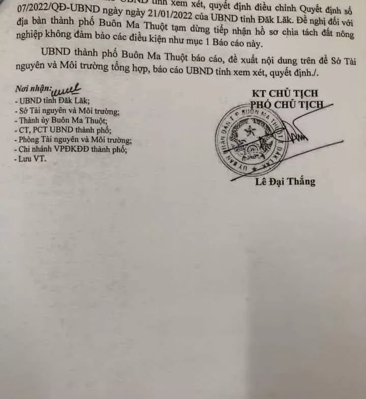 Quy định mới về việc phân lô tách thửa tại DakLak