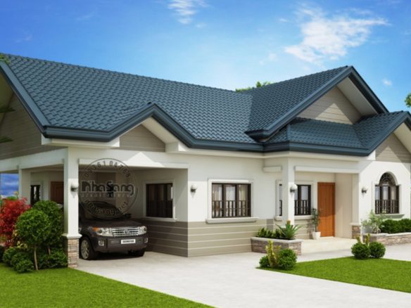 10 MẪU NHÀ VƯỜN 1 TẦNG MÁI THÁI ĐẸP
