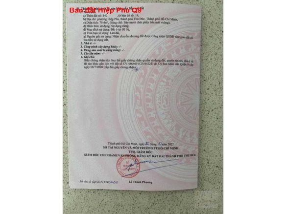 Bán nhanh lô đất 80m2 phường Hiệp Phú q9 giá chỉ 4,8 tỷ