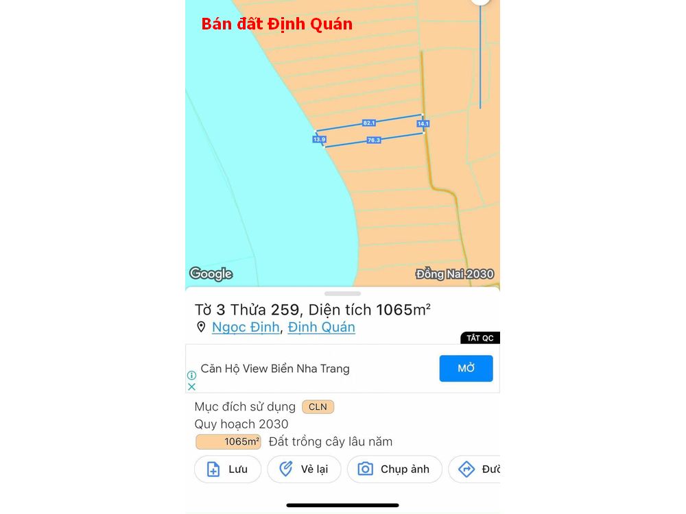 Bán đất Định Quán – đất vườn Ngọc Định Định Quán view sông