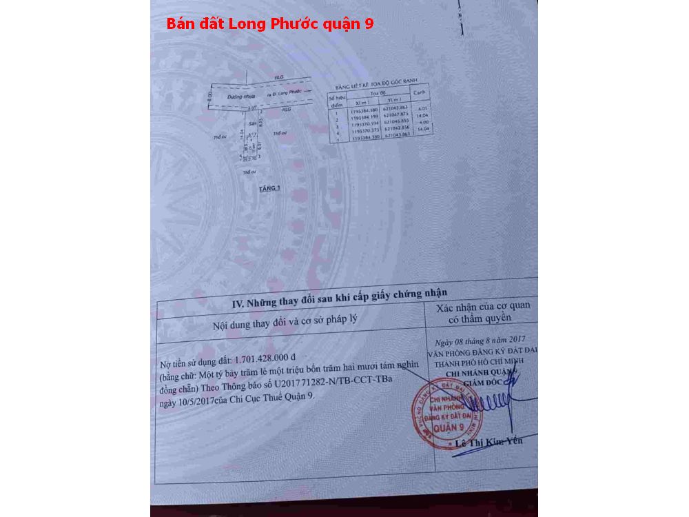 Bán đất ngay chợ Long Phước gần Vinhome Grand Park