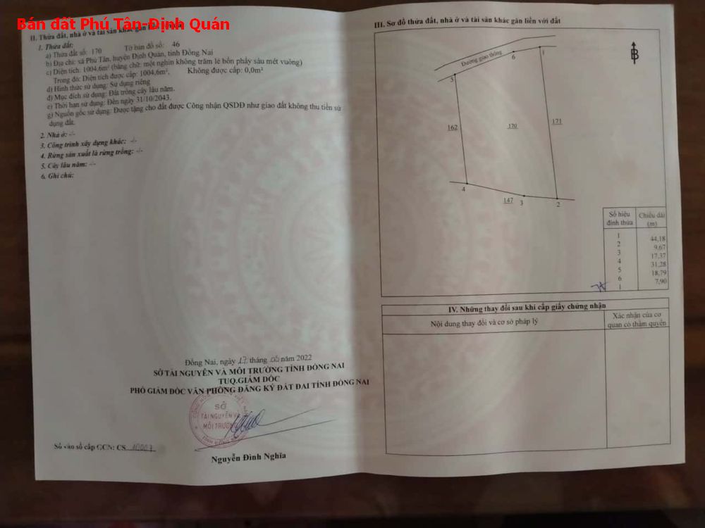 Chủ hạ giá 2 tỷ bán nhanh lô đất Phú Tân Định Quán diện tích 3ha