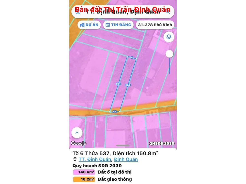 Bán đất thị Trấn Định Quán, ngay trung tâm Thị Trấn, Định Quán, gần khu công nghiệp