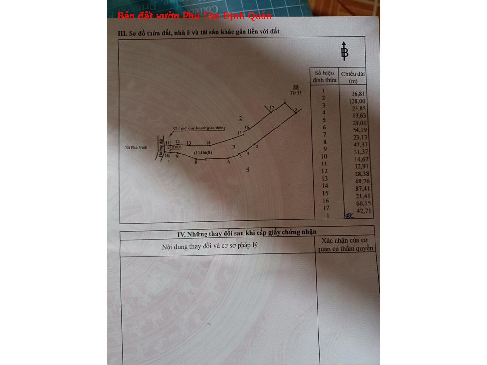 Bán đất vườn Phú Tân – Định Quán, hơn 1,1 ha giá chỉ 2,3 tỷ