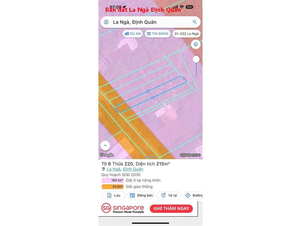Bán đất thổ cư xã La ngà Định Quán Đồng Nai, chỉ 550tr/ lô