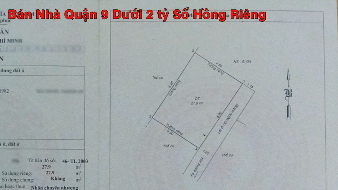 Bán Nhà Quận 9 Dưới 2 tỷ Sổ Hồng Riêng giá 1 tỷ 890 triệu vuông vắn, diện tích 28m2, kết cấu nhà cấp 4, hướng Đông Nam, Căn nhà tọa lạc tại đường 494, Tăng Nhơn Phú A, (Quận 9)Tp.Thủ đức, TP. Hồ Chí Minh.