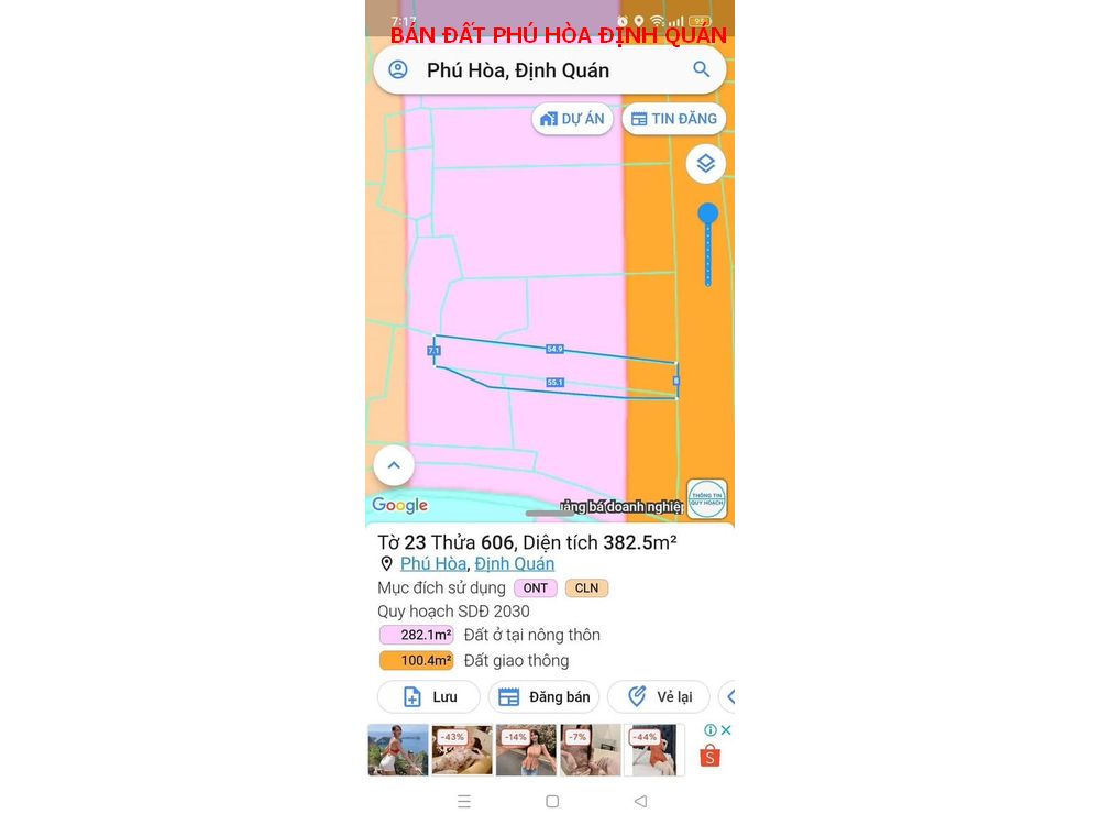 Bán đất Phú Hòa Định Quán – đất thổ cư diện tích 382m2