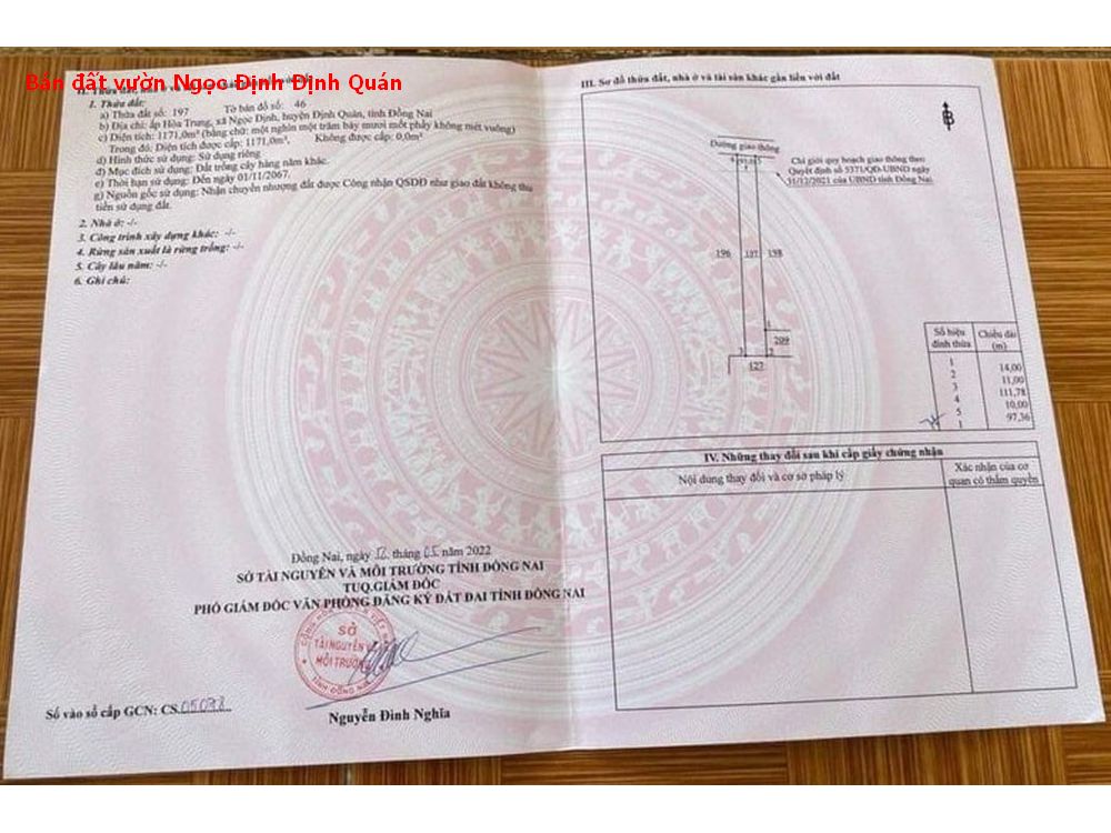 Bán lỗ đất vườn xoài xã Ngọc Định, đường nhựa cách quốc lộ 20 chỉ 2km