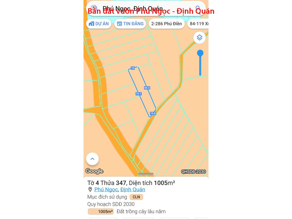 Bán đất vườn xoài Phú Ngọc Định Quán, cách quốc lộ vài trăm mét