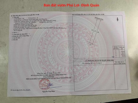 Bán vườn Mít Định Quán – 2500m2 giá chỉ 600tr nguyên sổ