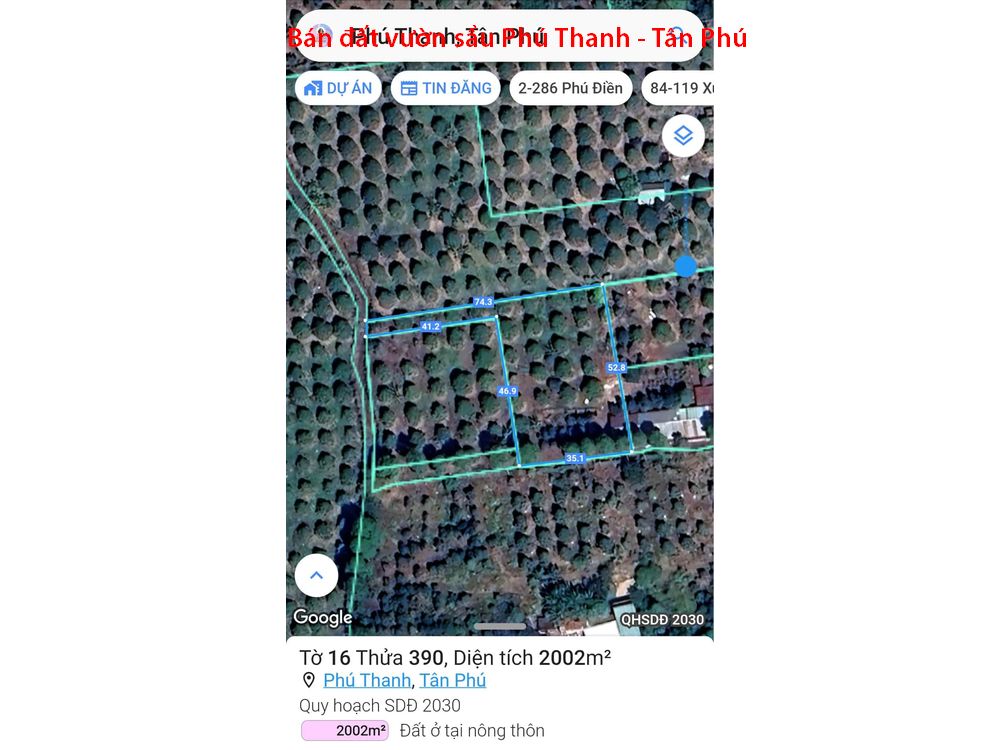 Bán vườn sầu riêng 8 năm tuổi ngay Phú Thanh, Tân Phú, Đồng Nai