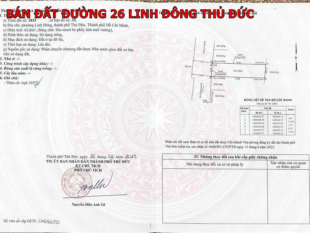 Bán đất đường 26 Linh Đông Thủ Đức giá rẻ