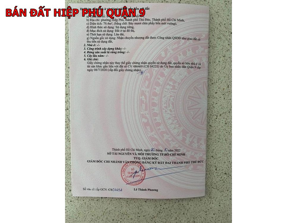 Bán đất Hiệp Phú quận 9 – đường Tân Hòa 2 giá tốt