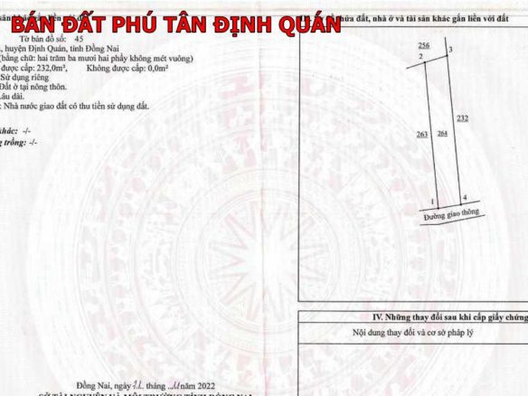 Bán đất Phú Tân – Định Quán giá chỉ 450tr/ lô sổ riêng
