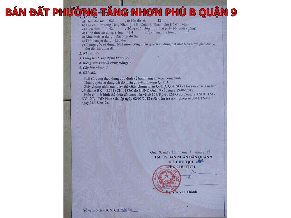 Bán đất đường 2 phường Tăng Nhơn Phú B giá chỉ 2,1 tỷ – 40m2