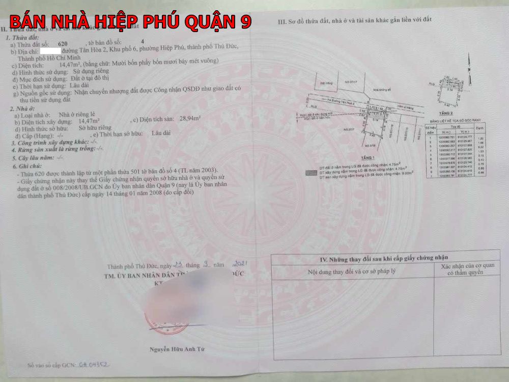 Bán nhà nhỏ phường Hiệp Phú quận 9 sổ riêng giá chỉ 1,3 tỷ