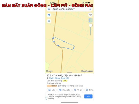 Chỉ 500tr có ngay lô đất 1883m2 tại Cẩm Mỹ Đồng Nai