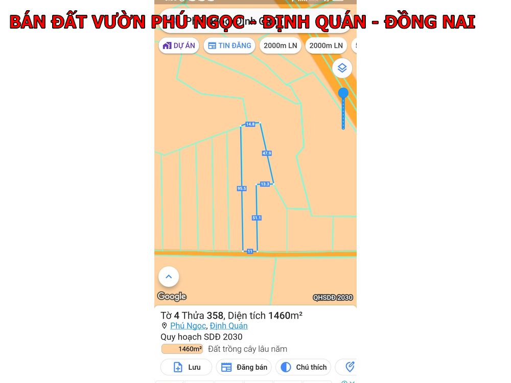 Đất vườn Phú Ngọc – Định Quán – Đồng Nai 1400m2 giá chỉ 599tr