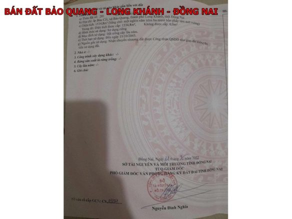 Bán đất Bảo Quang, Long Khánh, 1500m2 mà giá chỉ 1,35 tỷ