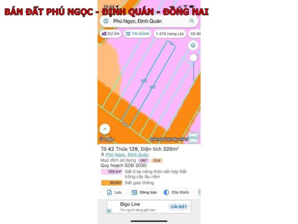 Bán gấp đất Phú Ngọc, Định Quán, mặt tiền nhựa giá chỉ 900tr
