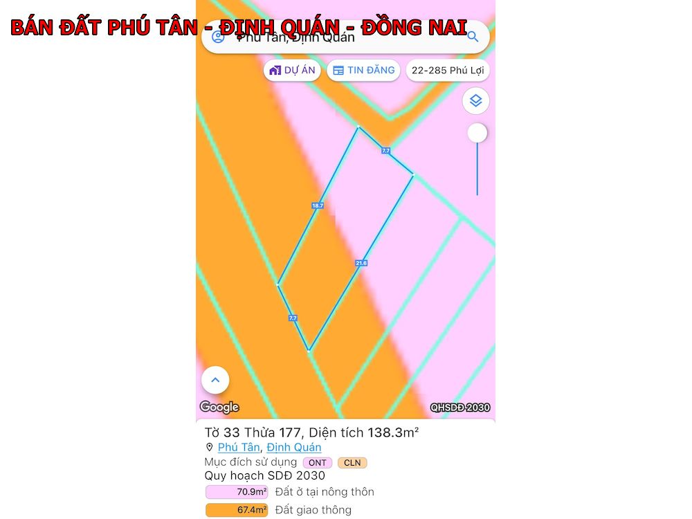 Bán đất ấp 2 Phú Tân, Định Quán, chỉ 330tr, đường bê tông