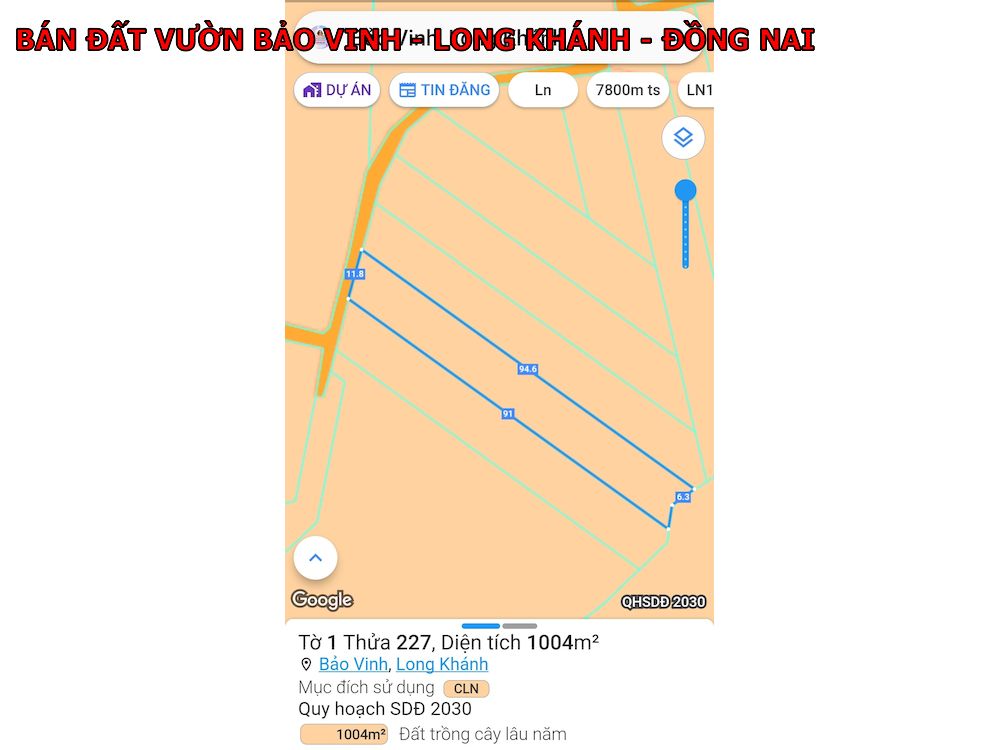 Bán đất vườn tại Bảo Vinh, Long Khánh, 1000m2 đường betong giá 1,5 tỷ