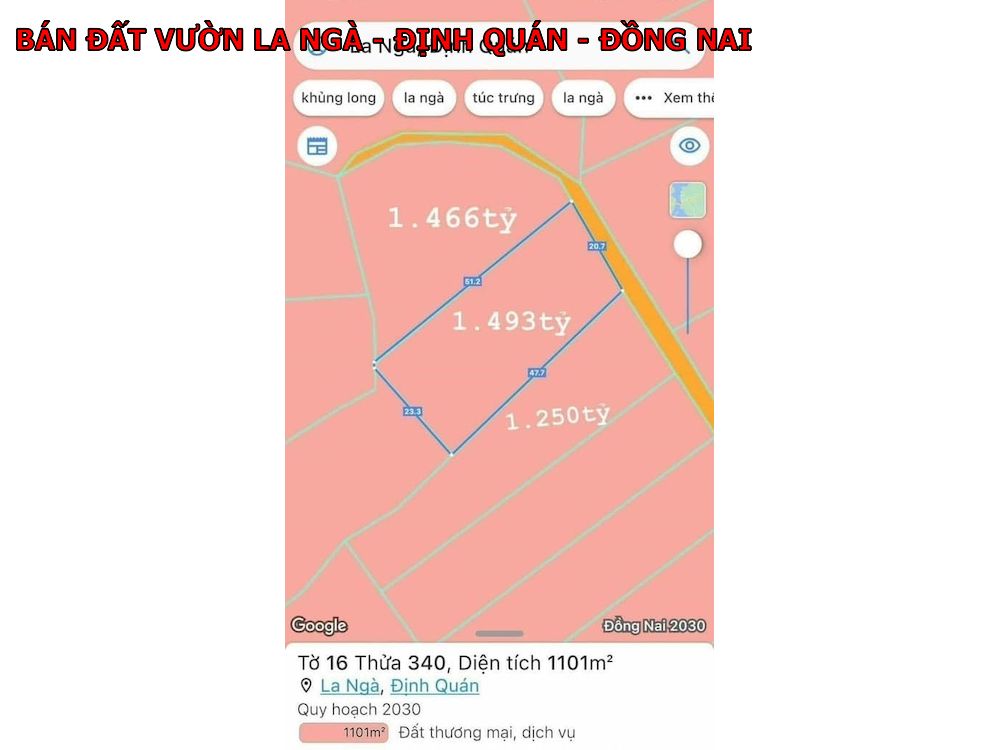 Bán đất vườn xoài La Ngà, Định Quán, Đồng Nai, chủ kẹt tiền bán lỗ 1 nửa