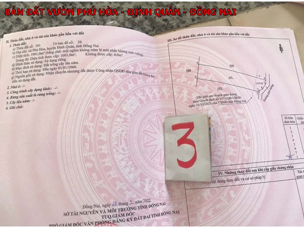 Bán 7 lô đất vườn Phú Hòa – Định Quán – Đồng Nai