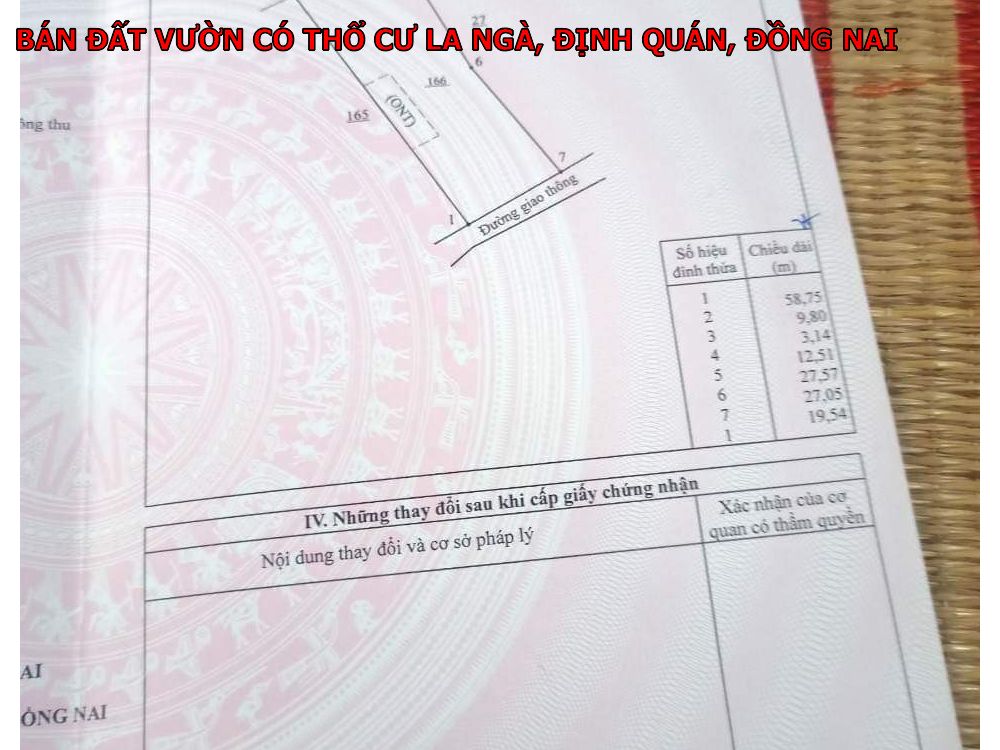 Bán đất vườn có 100m thổ cư tại La Ngà, Định Quán giá rẻ nhất