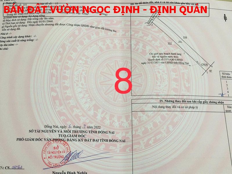 Bán đất vườn tại Ngọc Định – Định Quán, 9 sào đã tách 9 sổ, chỉ 5xxtr/ lô