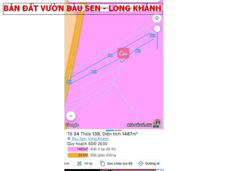 Bán đất vườn tại Bàu Sen, Long Khánh giá tốt nhất 1,45 tỷ/1487m2