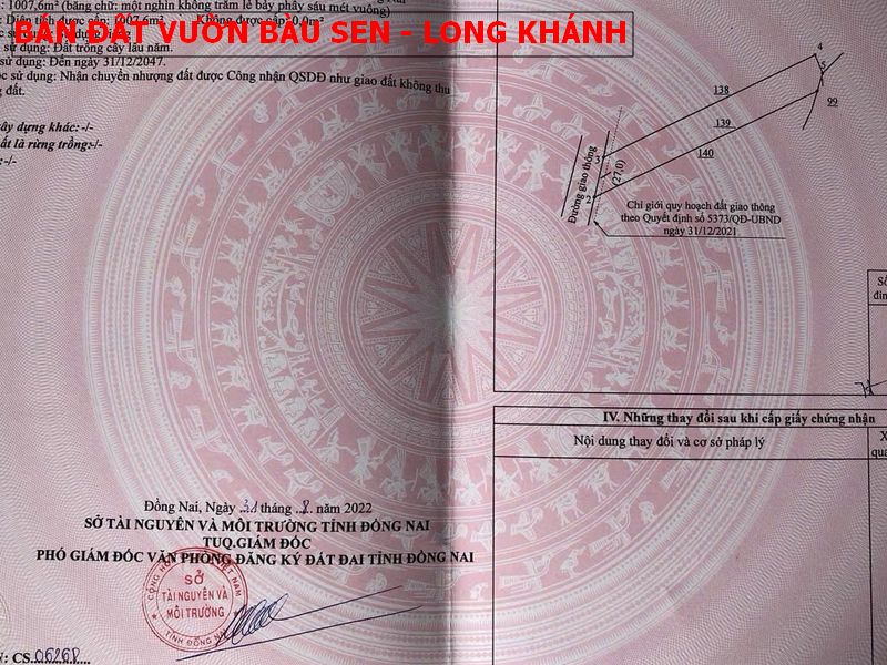 Bán đất vườn tại Bàu Sen, Long Khánh giá tốt nhất 1,45 tỷ/1487m2