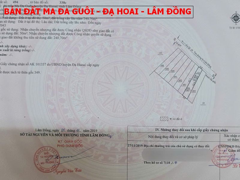 Bán đất mặt tiền Nhựa ngay thị trấn Ma Đa Guôi, Đạ Hoai, Lâm Đồng