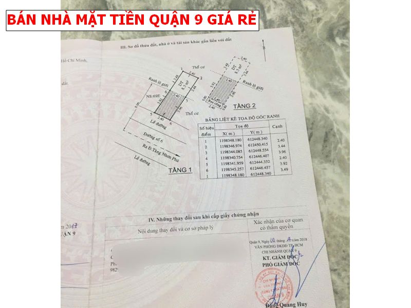 Bán nhà mặt tiền quận 9 giá 2,1 tỷ