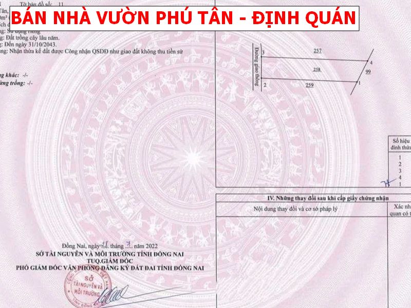 Bán nhà vườn nghỉ dưỡng tại Phú Tân – Định Quán