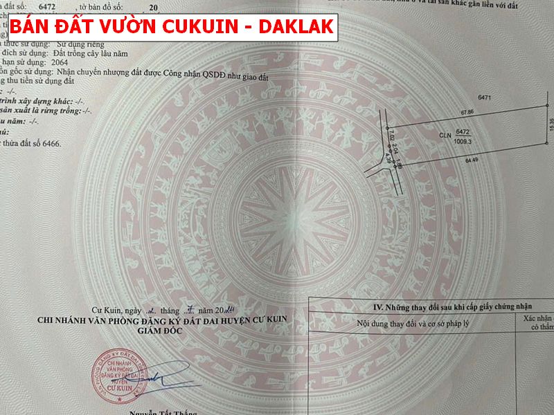 Bán đất vườn Cukuin – Daklak giá chỉ 259tr