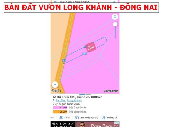 Bàu Sen – Long Khánh 1000m2 full hồng đường betong giá chỉ 1,4 tỷ