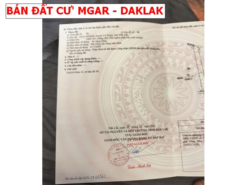 Bán lỗ đất vườn Cư mgar – Daklak