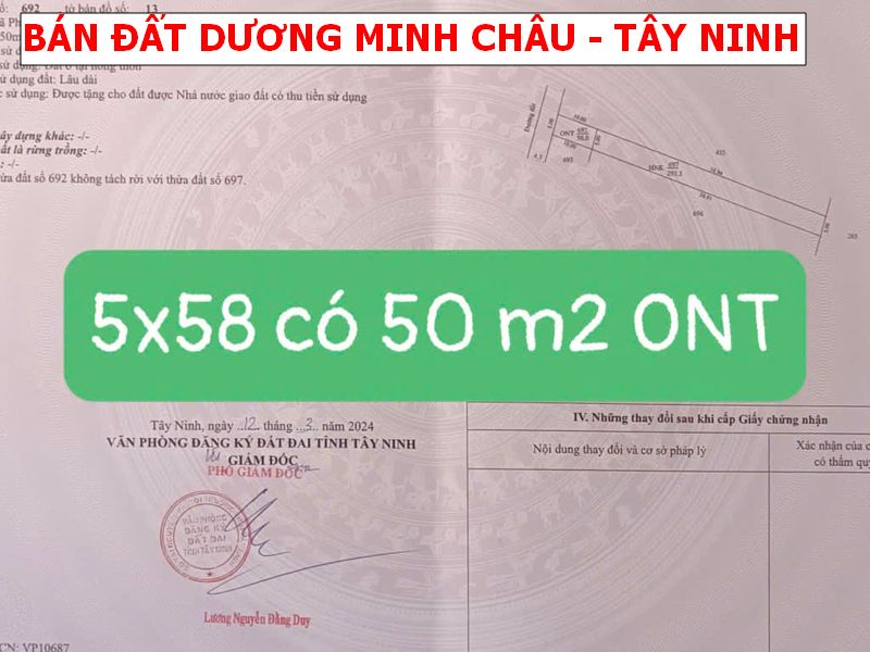 Bán đất Dương Minh Châu – Tây Ninh giá chỉ 288tr/ lô