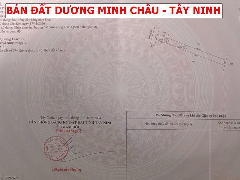 Bán đất Dương Minh Châu – Tây Ninh giá chỉ 288tr/ lô