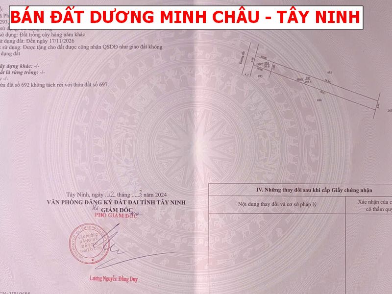 Bán đất Dương Minh Châu – Tây Ninh giá chỉ 288tr/ lô