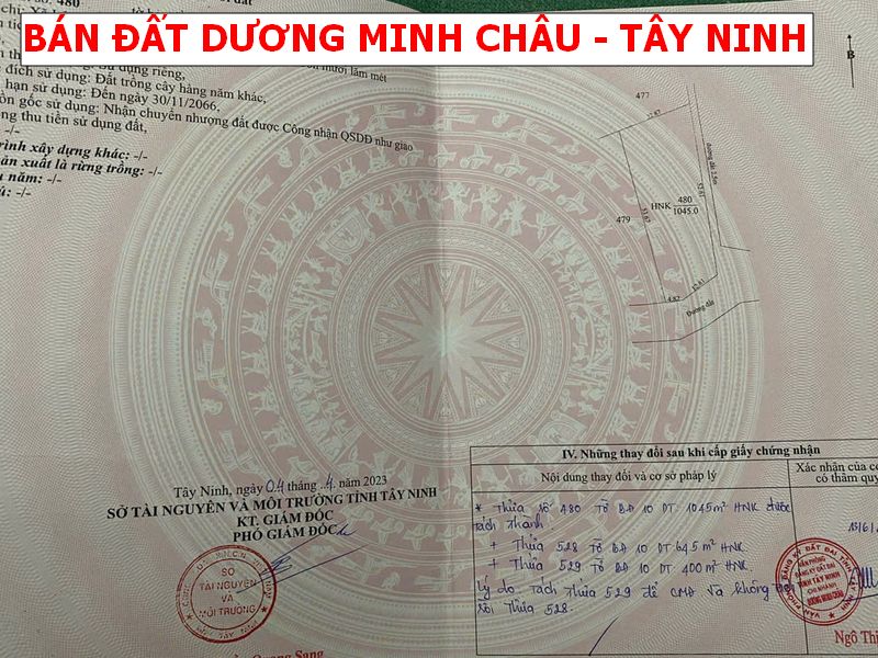 Bán Đất 2 Mặt Tiền Lộc Ninh, Dương Minh Châu – 1045m², 400m² Thổ Cư, Đường Lớn, Giá Chỉ 1 Tỷ 7