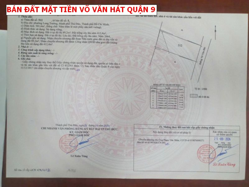 Bán đất mặt tiền đường Võ Văn Hát quận 9