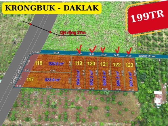 Bán đất Krongbuk Daklak ngay đường liên huyện giá chỉ 199tr