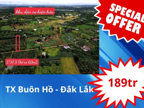 Bán Đất Thị xã Buôn Hồ – Đắk Lắk gía chỉ 189tr