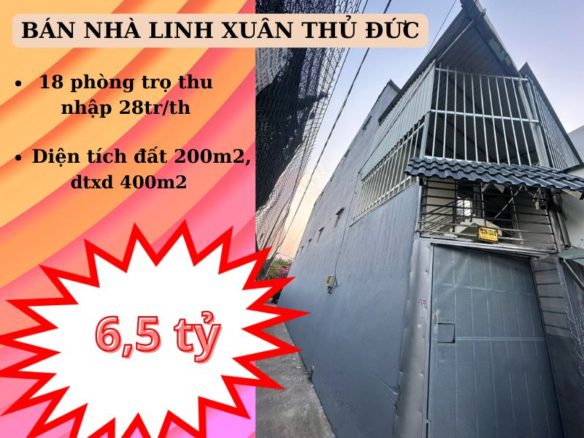 Bán nhà Linh Xuân Thủ Đức, dãy phòng trọ 18 phòng đang sẵn nguồn thu
