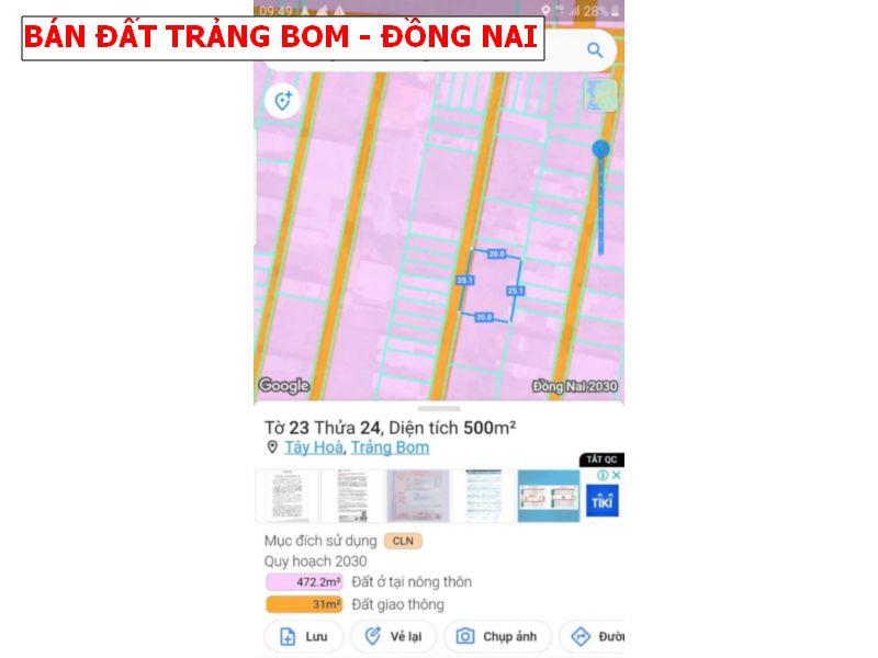 Bán đất Trảng bom, ngay Tây Hòa tiện phân lô