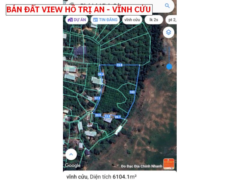 Bán đất view Hồ Trị An, xã Phú Lý, Huyện Vĩnh Cửu- 6100m2 có 900 thổ cư