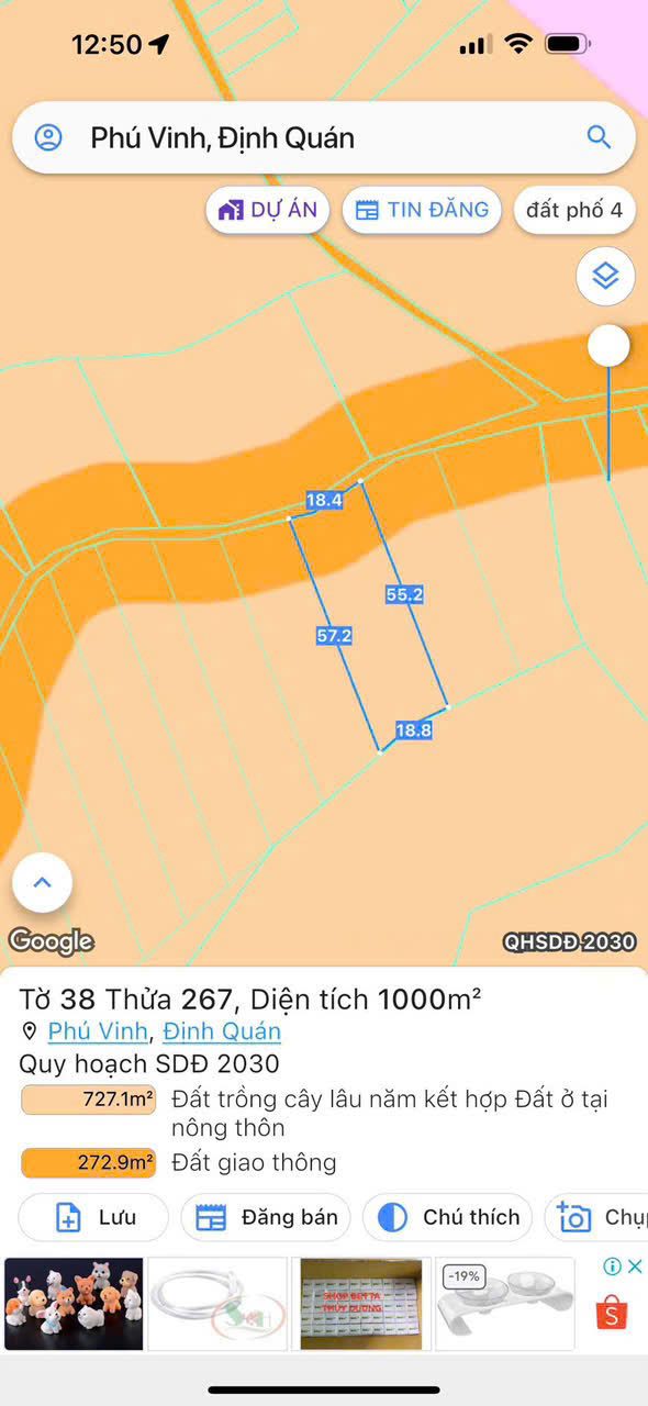 Bán đất Phú Vinh – Định Quán – Đồng Nai 1000m giá 835tr